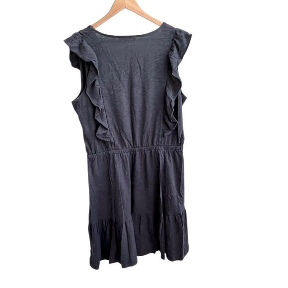 LOFT Dark Gray Sleeveless Ruffle Dress – Size XL - Picture 4 of 11